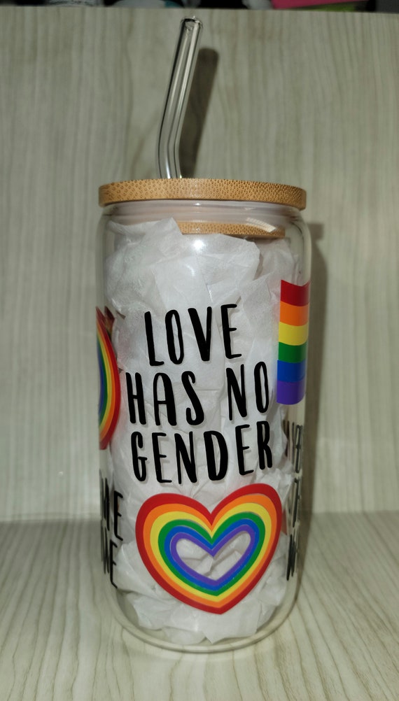 Pride Beer Can Love Wins Love is Love Beer Can Glass 