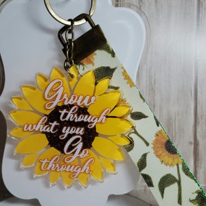 Sunflower Keychain/ Keyfob, Sunflower Keyfob, Mouse Ear Holder