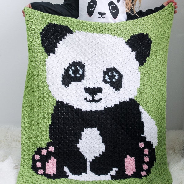 Crochet Panda C2C Graph Blanket Pattern, panda crochet blanket, crochet cute panda baby blanket, crochet panda pattern, cute panda pattern