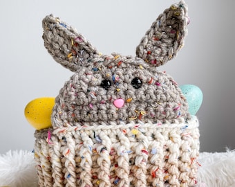 Crochet Bunny Easter Basket Crochet Pattern PDF
