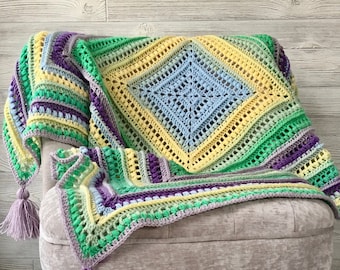 Crochet Pattern Modern Puff Stitch Blanket Pattern, crochet blanket, crochet baby blanket, crochet square blanket, easy crochet baby blanket