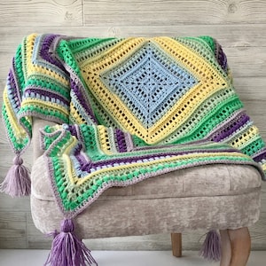 Crochet Pattern Modern Puff Stitch Blanket Pattern, crochet blanket, crochet baby blanket, crochet square blanket, easy crochet baby blanket