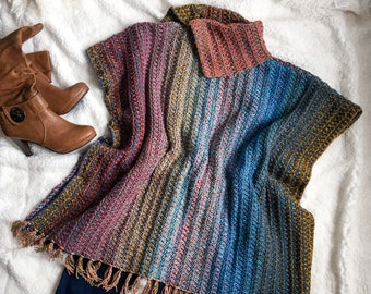 Crochet Pattern Poncho Wrap Pattern, crochet cowl neck poncho, crochet poncho, modern crochet poncho pattern, cowl neck poncho