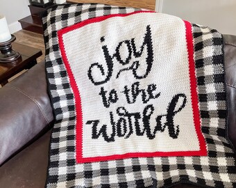Plaid Crochet Christmas Blanket Pattern, crochet Christmas tapestry crochet throw pattern, plaid Christmas blanket, crochet Christmas