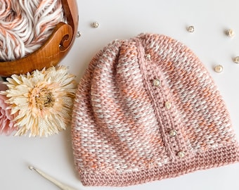 Crochet Tunisian Crochet Slouchy Hat Pattern, crochet Tunisian color work crochet hat pattern, modern crochet hat, elegant crochet hat