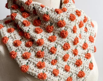 Crochet Pumpkin Cowl Pattern, crochet modern cowl for fall, crochet cowl, crochet cowl pattern