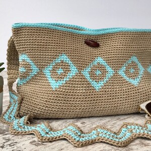 Crochet Pattern Tapestry Purse Everyday Bag Pattern, crochet tapestry crochet bag, diamonds crochet purse pattern, single crochet bag