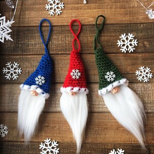 Crochet Gnome Ornament Pattern, Santa gnome crochet Christmas ornament, Christmas gnome, Christmas crochet ornament, crochet gnome ornament image 2