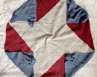 Crochet Star Granny Square Blanket Pattern: Americana Quilt (PDF Pattern)