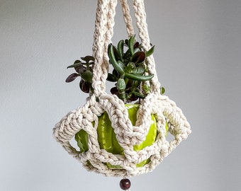 Crochet Faux Macrame Plant Hanger Crochet Pattern, crochet plant hanger crochet pattern, easy crochet plant hanger, crochet plant decor