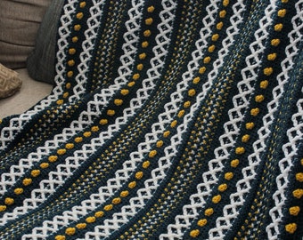 Crochet Modern Textured Blanket Pattern, modern cozy crochet throw blanket, crochet blanket pattern, crochet blanket, color work blanket