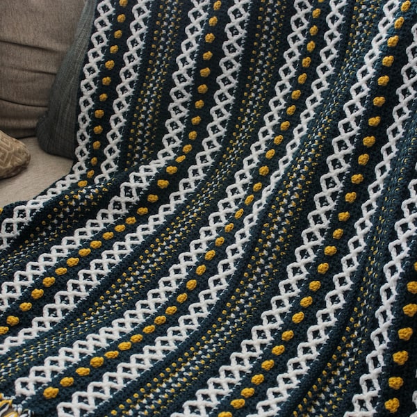 Crochet Modern Textured Blanket Pattern, modern cozy crochet throw blanket, crochet blanket pattern, crochet blanket, color work blanket