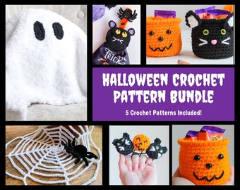 Halloween Crochet Pattern Bundle set of 5 Halloween Pattern, halloween themed crochet pattern set, crochet Halloween patterns, crochet Ghost