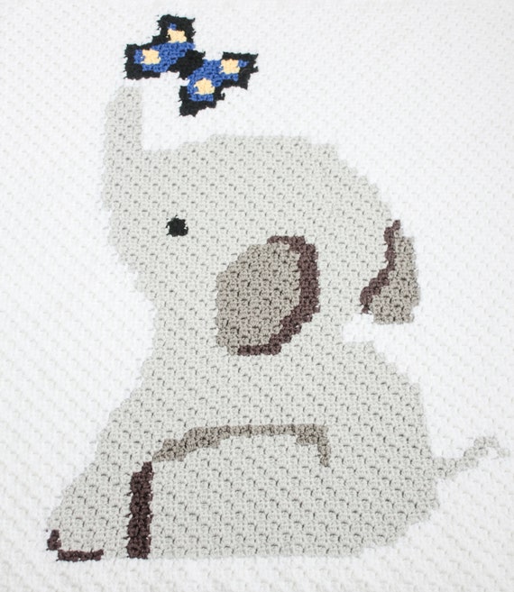 Crochet Elephant and Butterfly C2C Graph Blanket Pattern Elephant Baby Crochet Blanket Crochet C2c Baby Blanket Pattern Etsy Canada