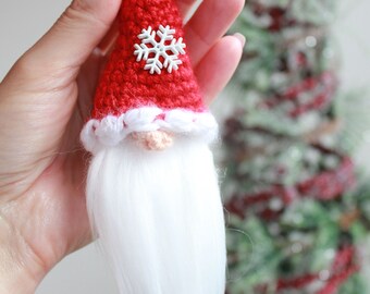 Crochet Gnome Ornament Pattern, Santa gnome crochet Christmas ornament, Christmas gnome, Christmas crochet ornament, crochet gnome ornament