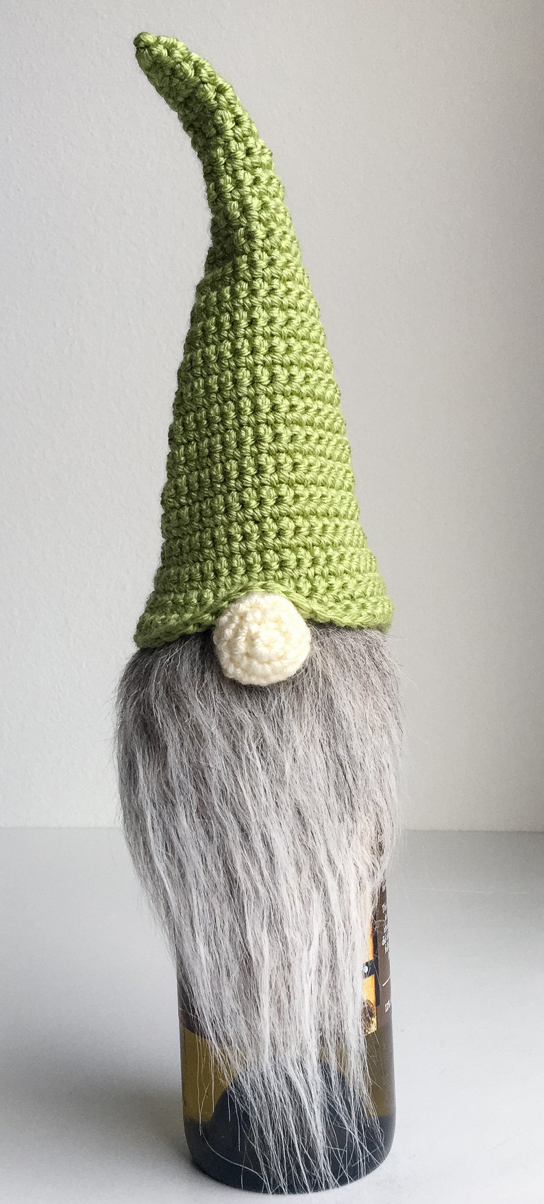 Crochet Gnome Wine Bottle Topper Pattern, gnome crochet bottle topper, Christmas crochet gnome, easy crochet gnome pattern, Christmas gnome image 3