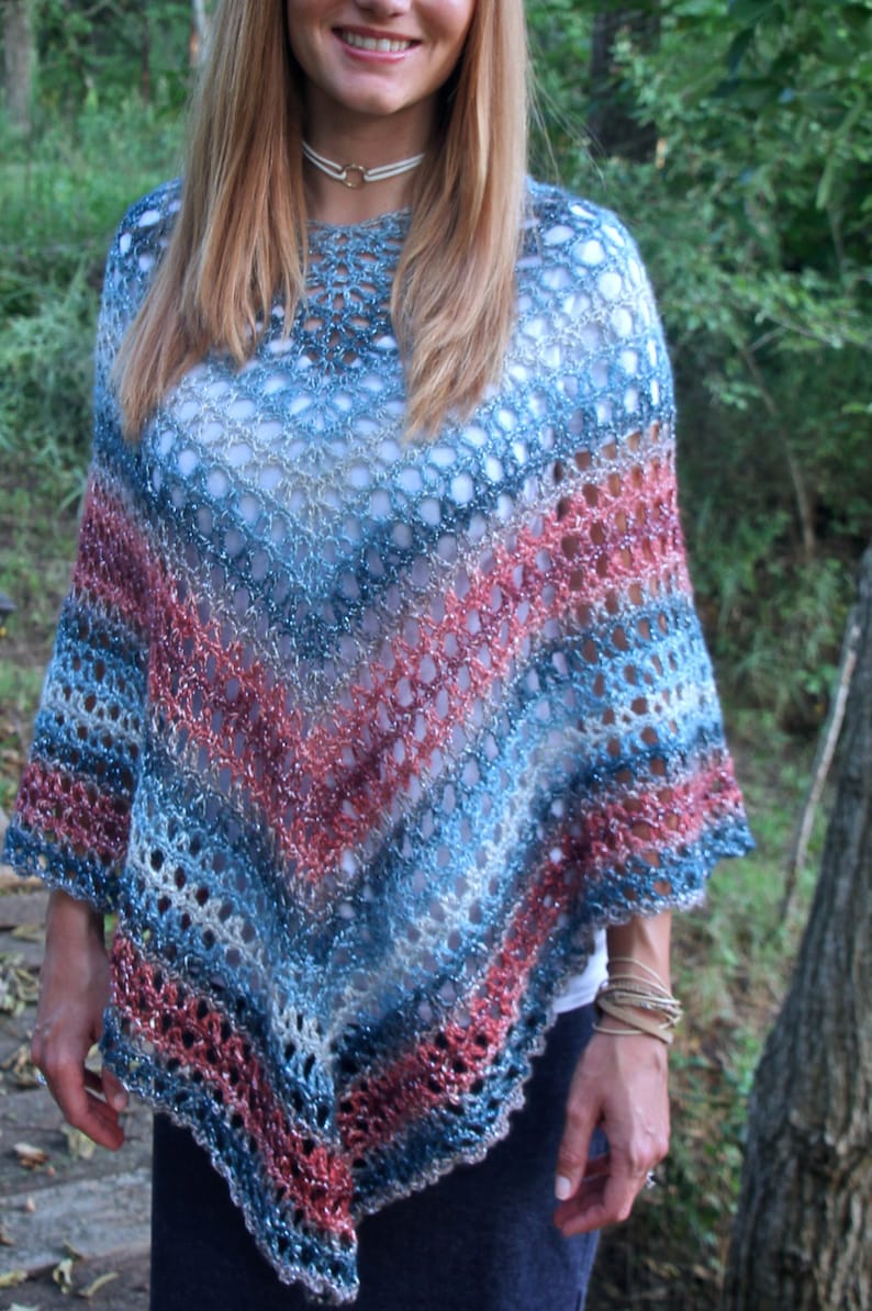 Crochet Pattern Lacy Poncho Pattern, crochet easy lacy poncho pattern, lacy poncho, easy crochet wearable poncho pattern image 1