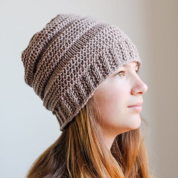 tunisian crochet slouchy beanie