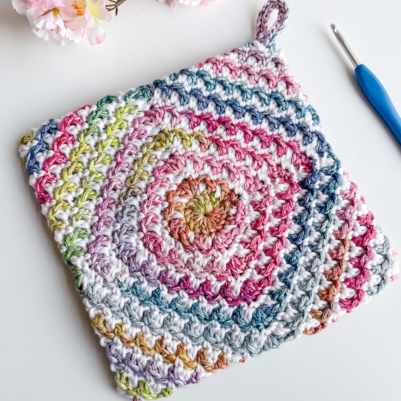 Crochet Double Thick Hot Pad Pattern: Mosaic Medley Square (PDF Pattern)