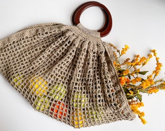 French Market Mesh Bag Crochet Pattern Market Bag Pattern, crochet mesh market bag, crochet bag, crochet market bag, easy crochet bag