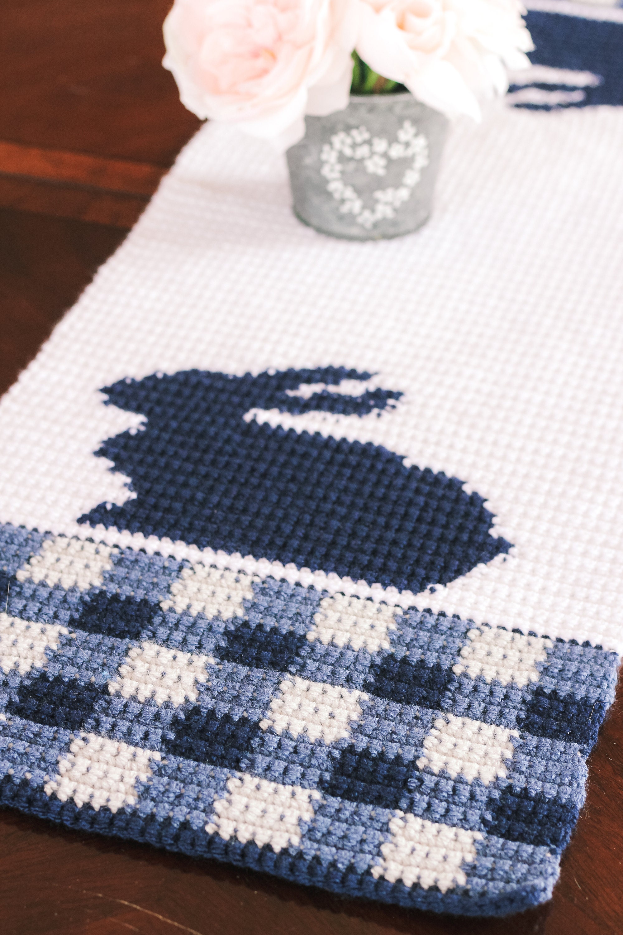 Crochet Gingham Plaid Bunny Spring Easter Table Runner Pattern, Easter ...
