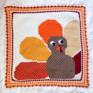 Crochet Turkey Thanksgiving C2C Blanket Pattern, Thanksgiving Turkey crochet throw graph pattern, crochet Turkey, Crochet Thanksgiving throw