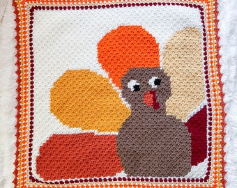 Crochet Turkey Thanksgiving C2C Blanket Pattern, Thanksgiving Turkey crochet throw graph pattern, crochet Turkey, Crochet Thanksgiving throw
