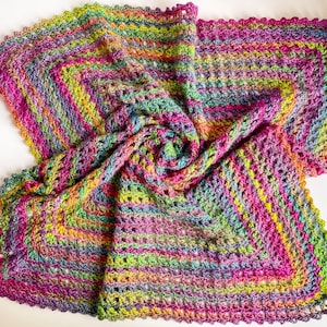 Crochet Pattern Lacy Light Blanket Pattern, lacy crochet blanket, easy square crochet blanket, center out square throw pattern