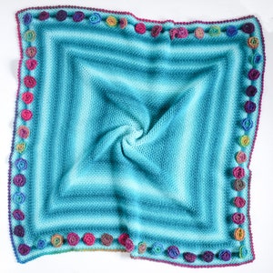 Blanket Crochet Pattern Modern Blanket with Flowers Pattern, textured flower crochet blanket, crochet baby blanket, crochet square blanket