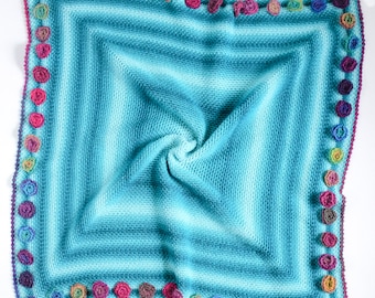 Blanket Crochet Pattern Modern Blanket with Flowers Pattern, textured flower crochet blanket, crochet baby blanket, crochet square blanket