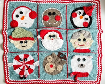 Christmas Granny Square Crochet Blanket Pattern, 9 Christmas themed Granny Squares + border instructions, Christmas crochet, Christmas throw