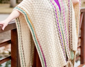 Crochet Pattern Ruana Wrap Pattern, crochet ruana, crochet poncho, beginner crochet ruana pattern, easy crochet ruana, crochet wearable