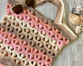 Crochet Pattern Market Bag Pattern, crochet beach bag, crochet market bag, beautiful crochet bag, easy crochet bag, crochet shell bag