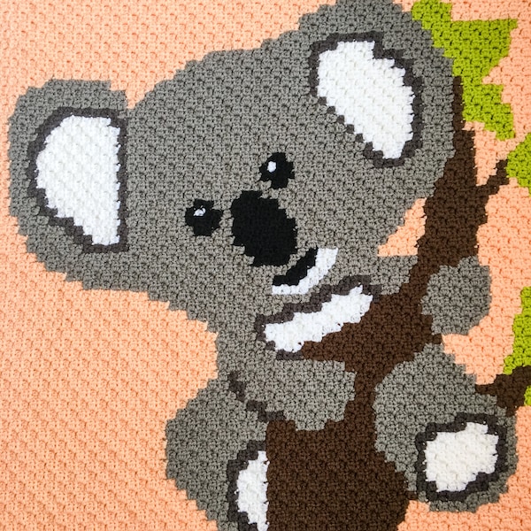 Crochet Koala C2C Graph Blanket Pattern, koala crochet blanket, crochet baby blanket, crochet koala, crochet c2c graph, crochet blanket