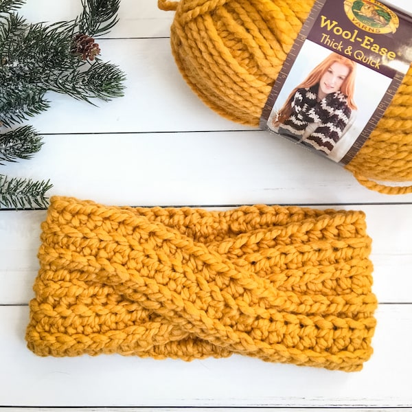 Crochet Modern Twist Bulky Headband Pattern, crochet bulky twist head wrap, crochet ear warmer pattern, crochet bulky twist ear warmer