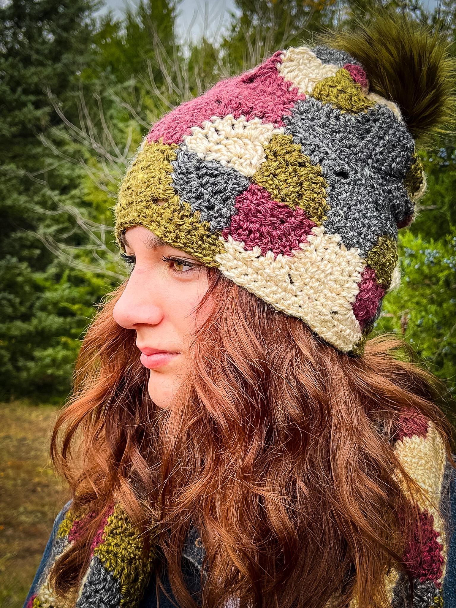 Vintage Patchwork Graffiti Print Cotton Slouchy Beanie Hat with Ties Patchwork Beanie Cotton - Etsy main image 3
