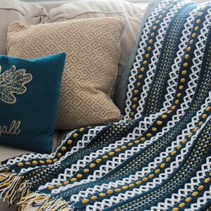 Crochet Modern Textured Blanket Pattern, modern cozy crochet throw blanket, crochet blanket pattern, crochet blanket, color work blanket image 2