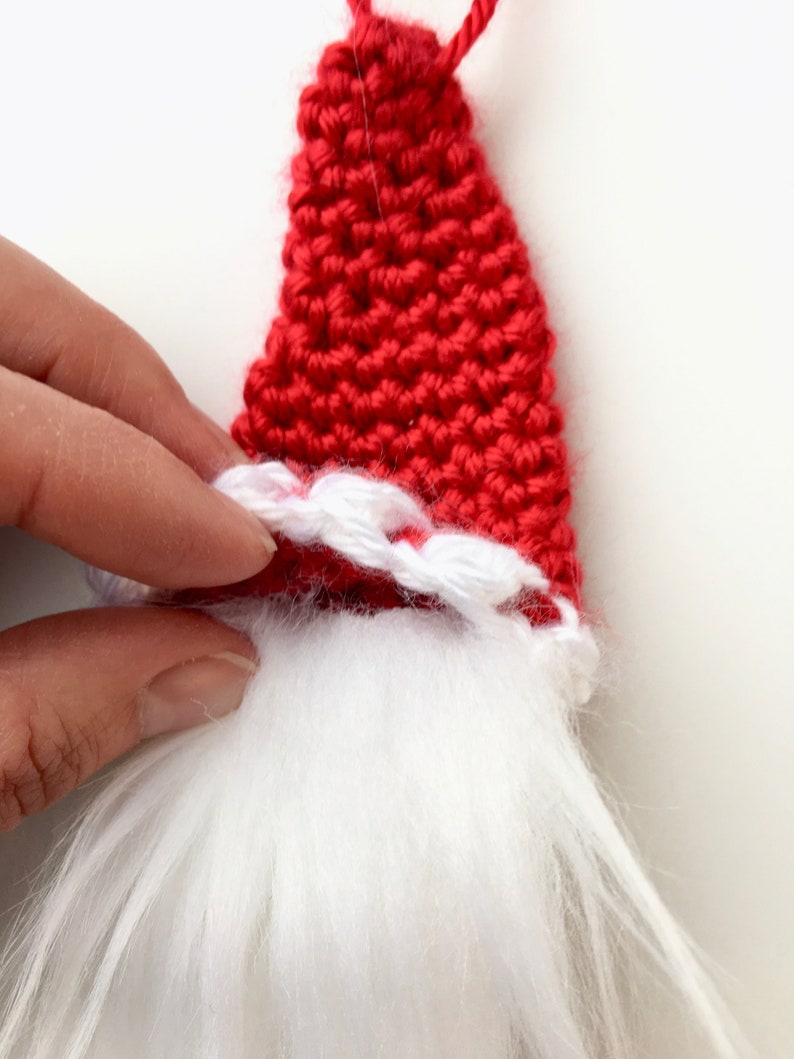 Crochet Gnome Ornament Pattern, Santa gnome crochet Christmas ornament, Christmas gnome, Christmas crochet ornament, crochet gnome ornament image 4