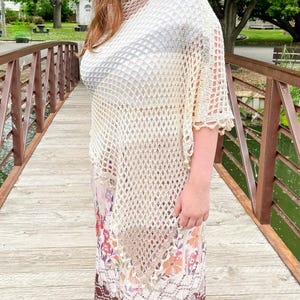 Crochet Pattern Mesh Cover Up Poncho Wrap Pattern, crochet lacy poncho, summer crochet mesh poncho, easy c2c crochet poncho, c2c crochet