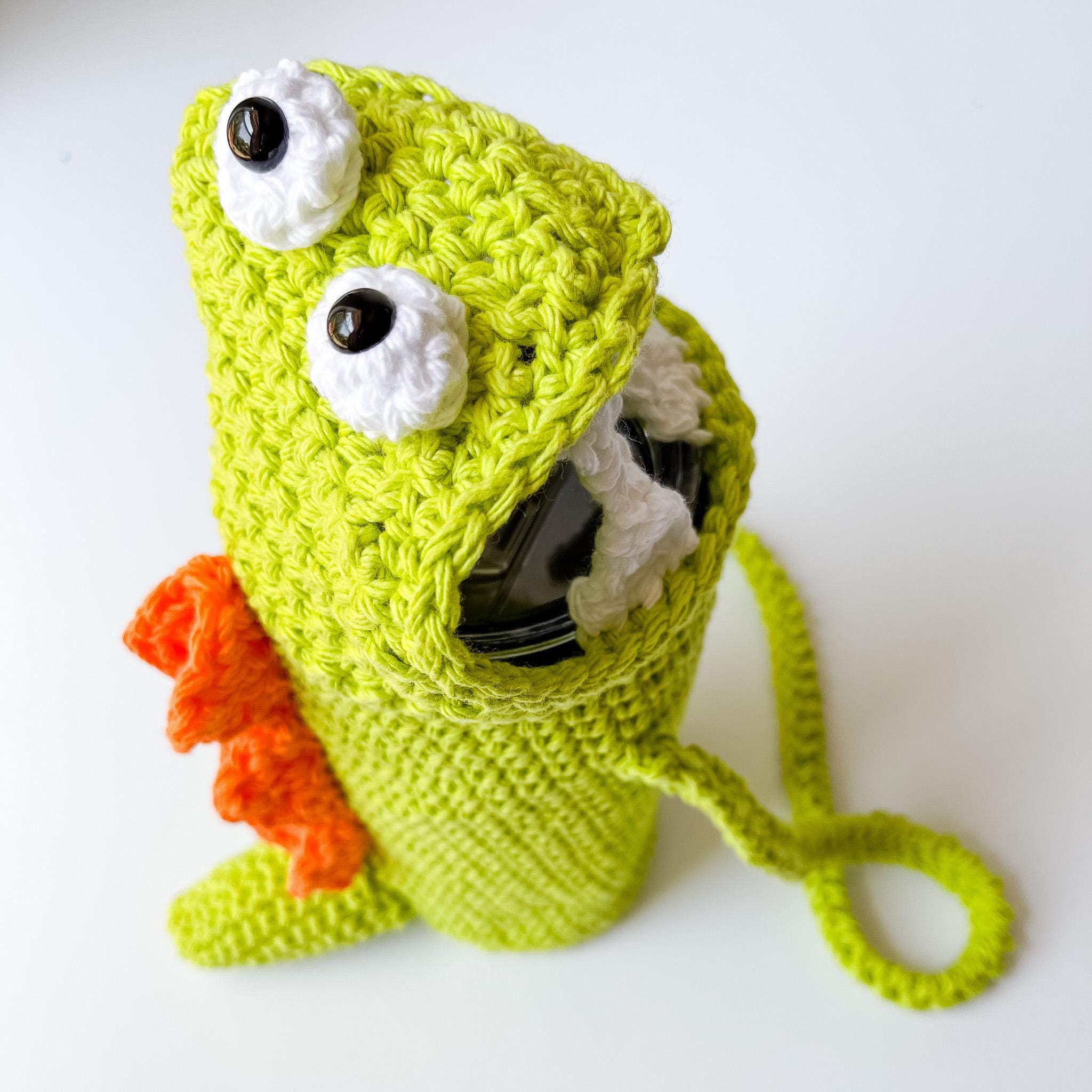 40 Crochet Water Bottle Holder Patterns for On the Go 9 Crochet Monster Dinosaur Water Bottle Holder