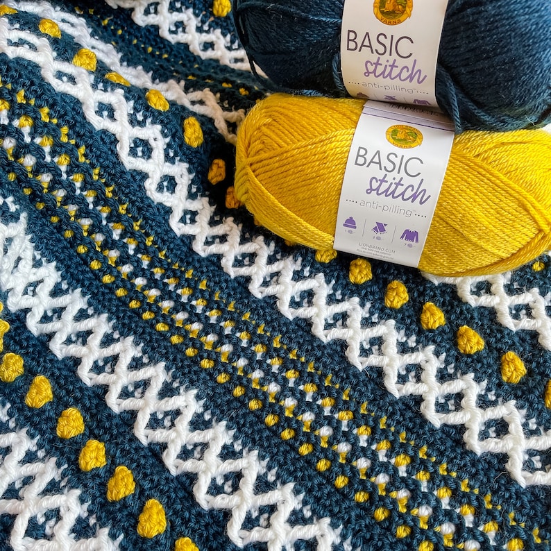 Crochet Modern Textured Blanket Pattern, modern cozy crochet throw blanket, crochet blanket pattern, crochet blanket, color work blanket image 3