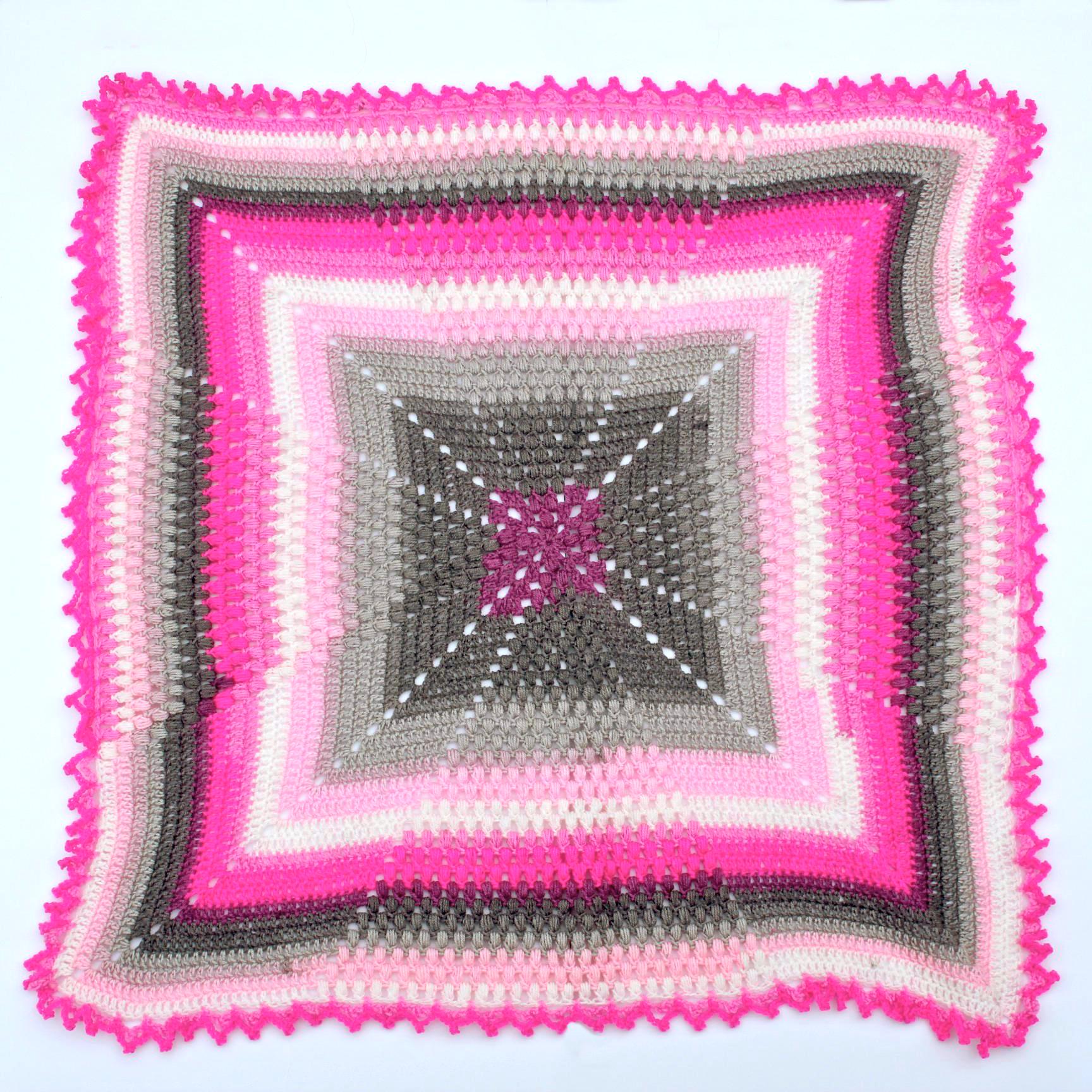 Puff Stitch Baby Blanket Center Out Square Pattern PDF Easy Crochet ...