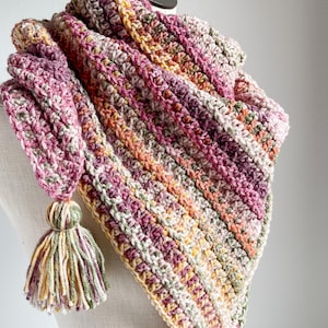 Crochet Triangle Shawl Pattern: Woven Scarf With Tassels (PDF Pattern ...