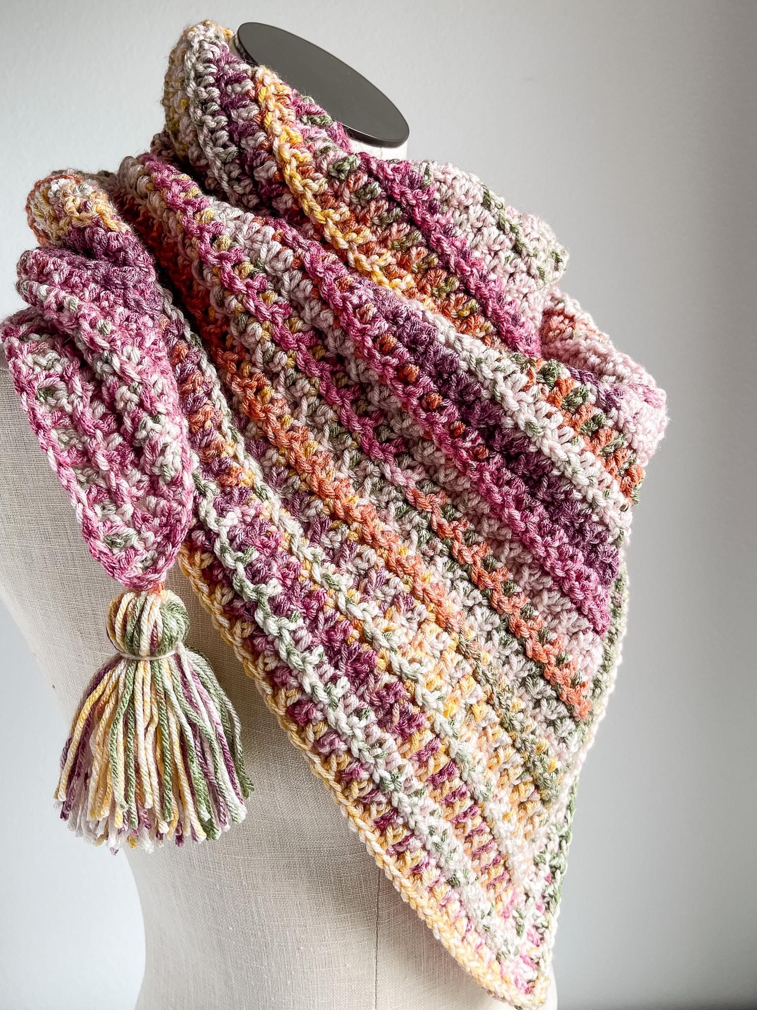 Crochet Triangle Shawl Pattern: Woven Scarf With Tassels (PDF Pattern ...