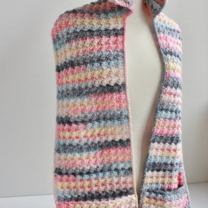 Crochet Pocket Scarf with Hood Pattern, crochet scoodie pocket scarf, crochet hooded pocket scarf, beginner friendly crochet pocket scarf image 4