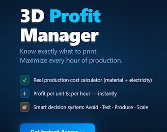 Calcolatore di profitti per la stampa 3D / Monitoraggio dei costi di stampa e del filamento / Strumento di gestione aziendale per la stampa 3D / Applicazione web