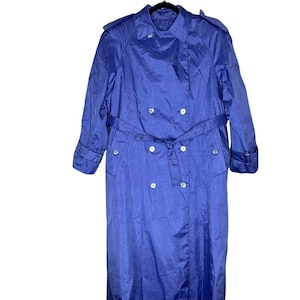 Vintage 80s Fleet Street Lavender Trench Coat Size XL Belted Rain Jacket