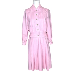 Vintage Howard Wolf Boutique Pink 2-piece Wool Pleated Swing A-line Dress Sz 10?