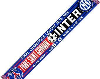 Écharpe PSG vs Inter finale Ligue des champions 2025 écharpes cadeau 100% ACRYLIQUE FAN maillot drapeau bandana Paris Milan