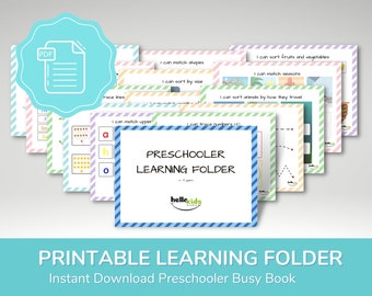Digital Download Preschooler Learning Folder: Printable Activities for Early Education, Homeschool and Classroom Use, DIY Busy Book